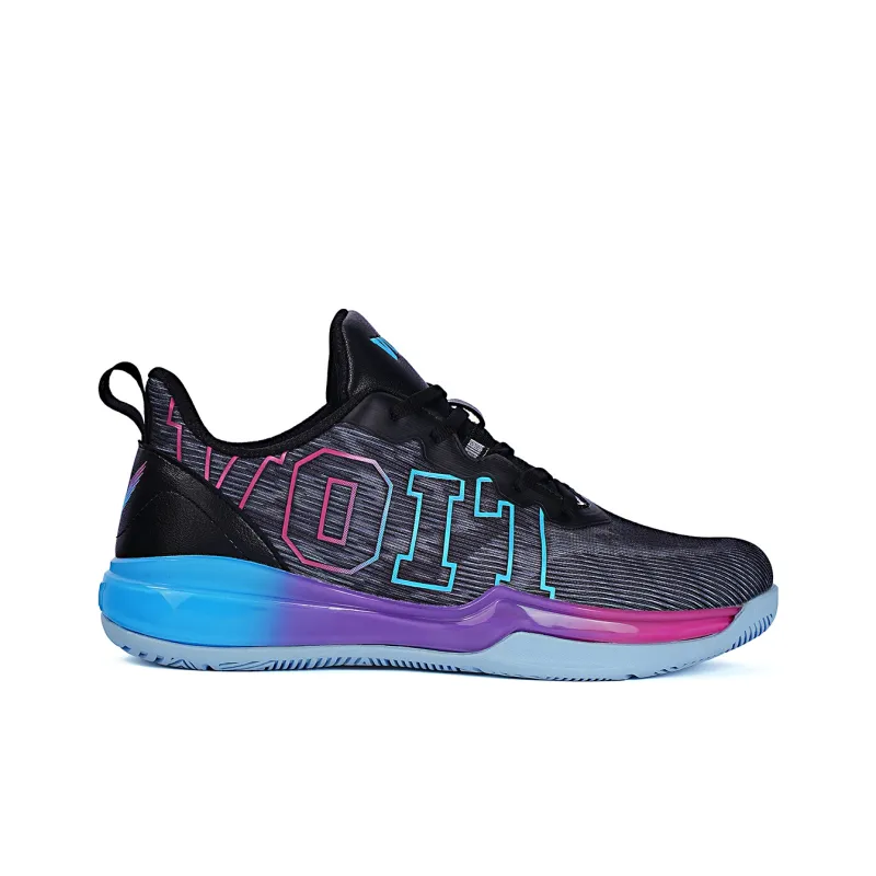 VOIT Cushioning Coverage Rebound Abrasion Resistant Breathable Slip Resistant Low Top Basketball Shoes Unisex Black-1