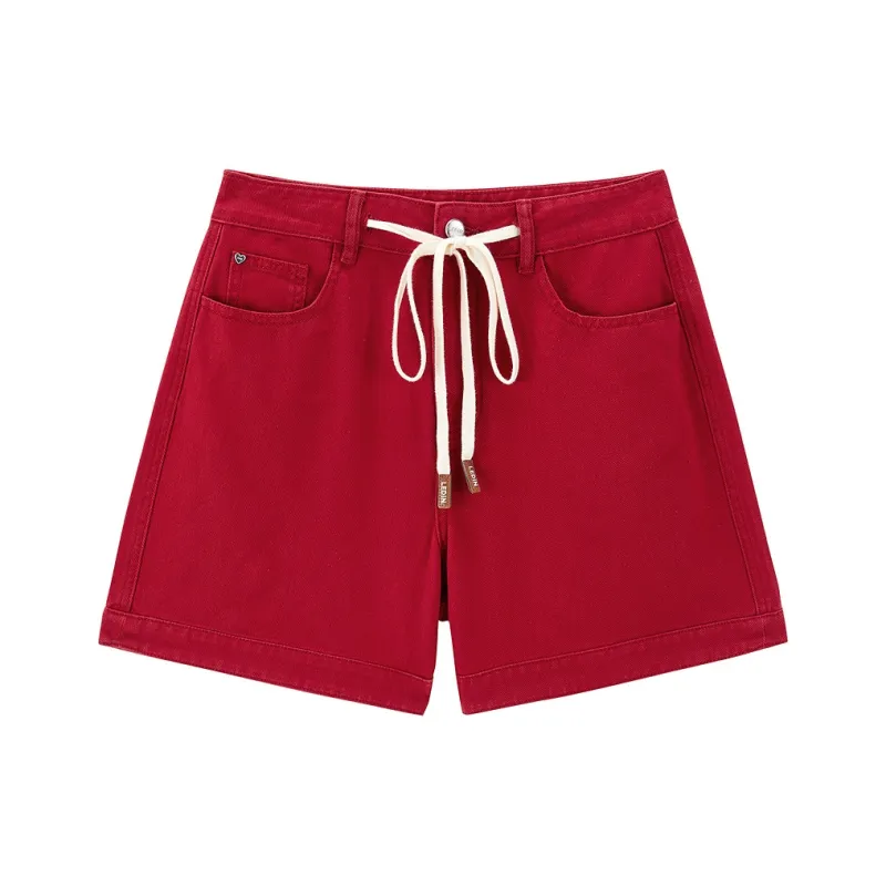 LEDIN Denim Shorts Women's Samba Red-0
