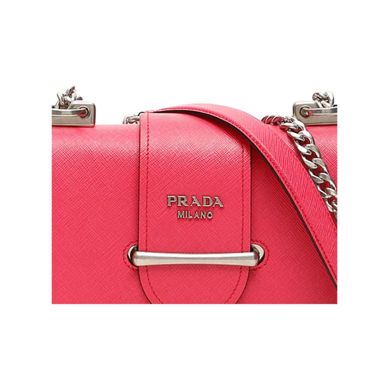 PRADA Sidonie Saffiano Cow Leather Handbag Shoulder Bag Crossbody Bag Regular Women's Peach Pink-4