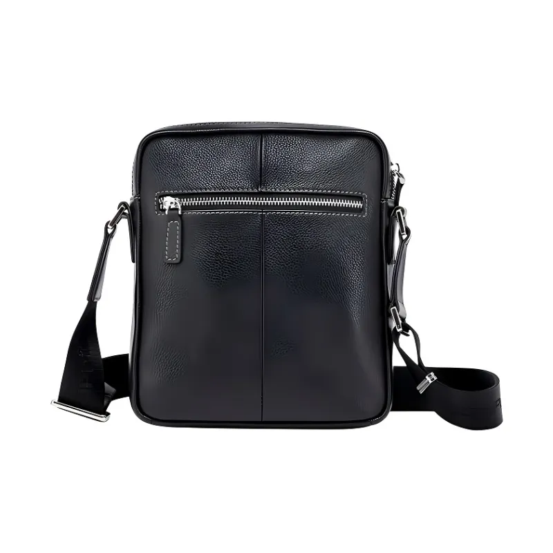 Hush Puppies Cow Leather Crossbody Bag, Shoulder Bag Men's Black-2