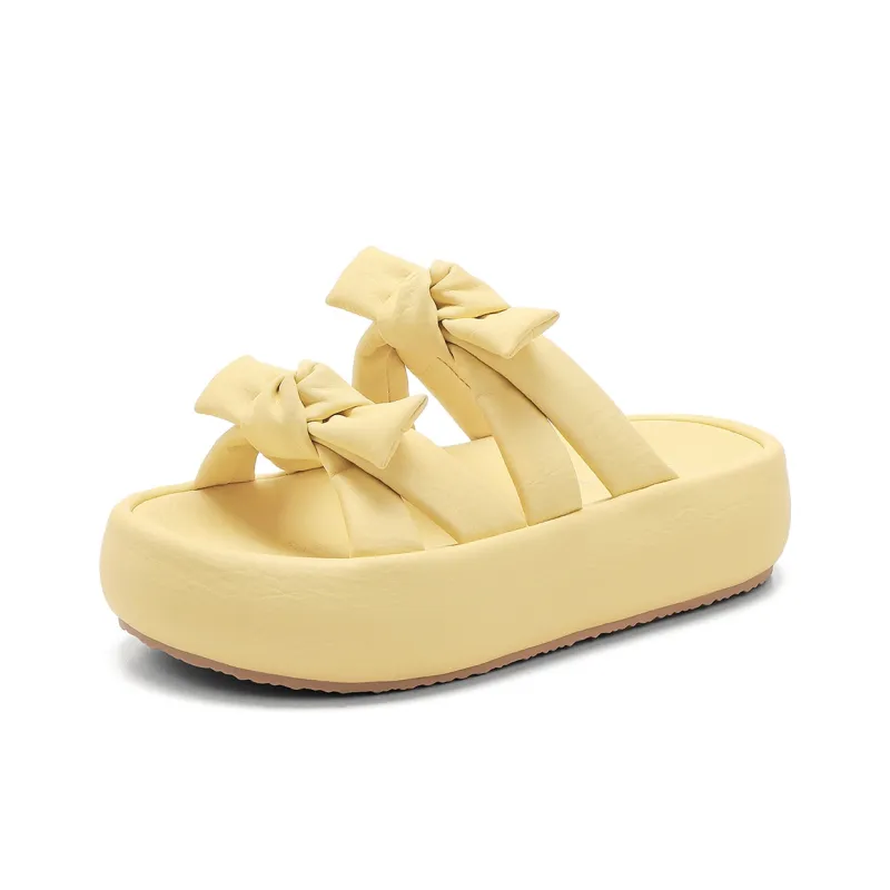C°BANNER Rubber Sole Leather Patchwork Slide Slippers Women's-6