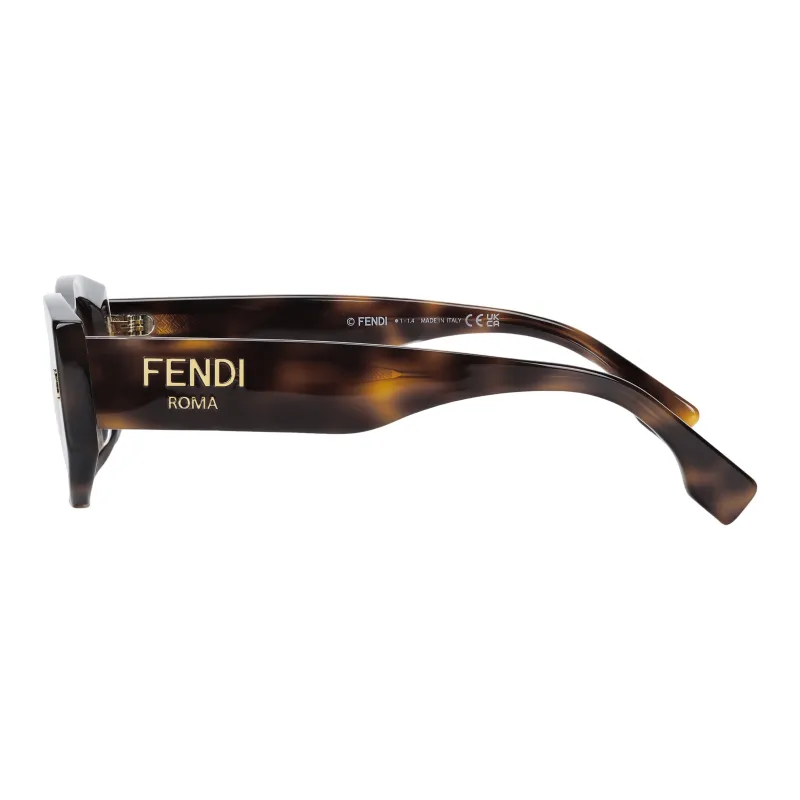 FENDI Plate Frame Oval Sunglasses Women's Tortoiseshell-2