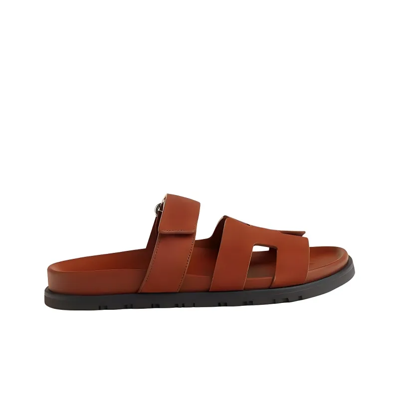 HERMES Chypre Slip Resistant Slide Slippers Women's Black Sugar Brown-1