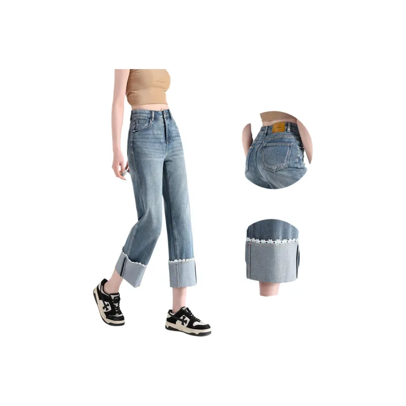 FAWENXIANGZI Jeans Women's Medium Blue-1