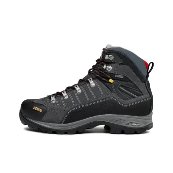 ASOLO Cushioning Slip Resistant High Top Hiking Shoes Men's Gray Black