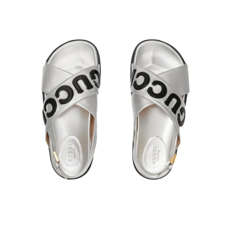GUCCI One Strap Sandals Women's Silver-3