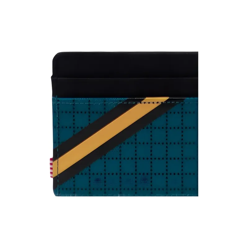 Herschel Polyester Coin Purse, Card Holder Unisex Mesh Harbor Blue/Classic Black/Amber Yellow-3
