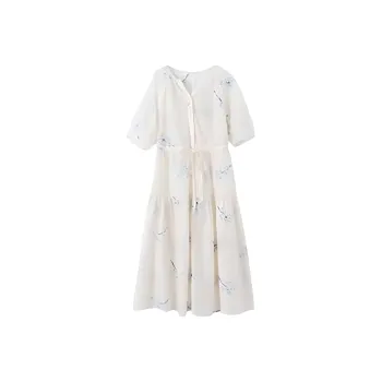 Homemade Willow Silk Summer Short Sleeved Dress Women's