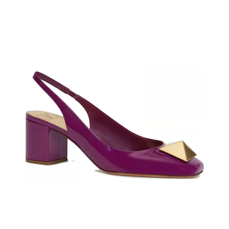 Valentino GARAVANI Chunky Heel High Heels Women's Purple-2