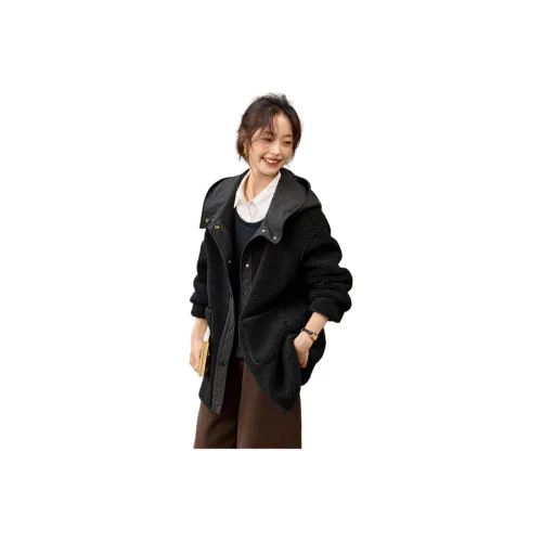 Mo Han Yi Mei Velvet feel Coat Women's Black