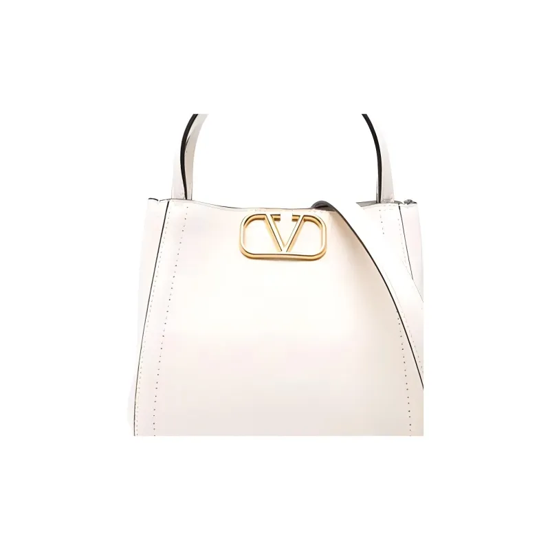 Valentino Cow Leather Handbag Small Size Women's Ecru-3