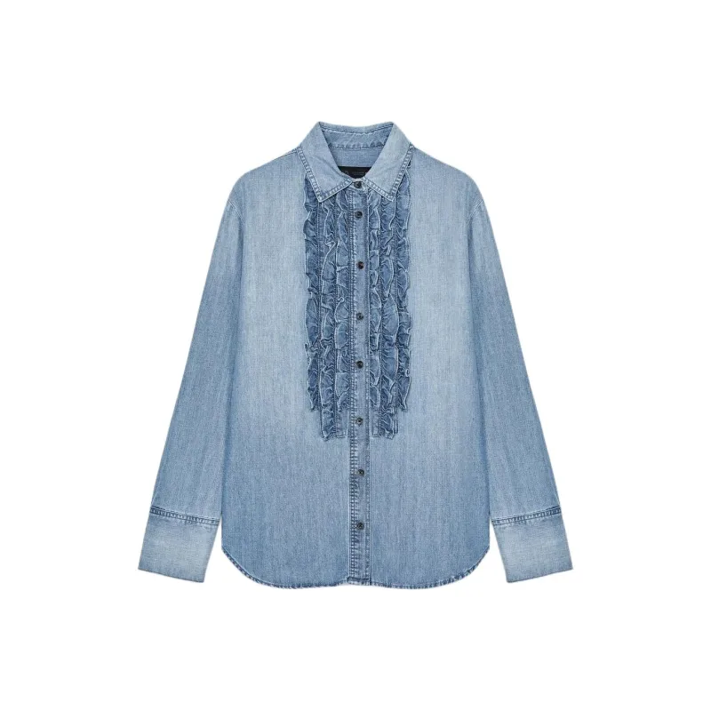 ZARA ZW Series Shirts Women's Blue-0