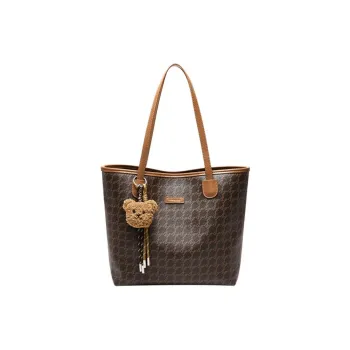 15 MINS PVC With Synthetic Leather Tote Bag, Shopping Bag, Shoulder Bag Women's Coffee