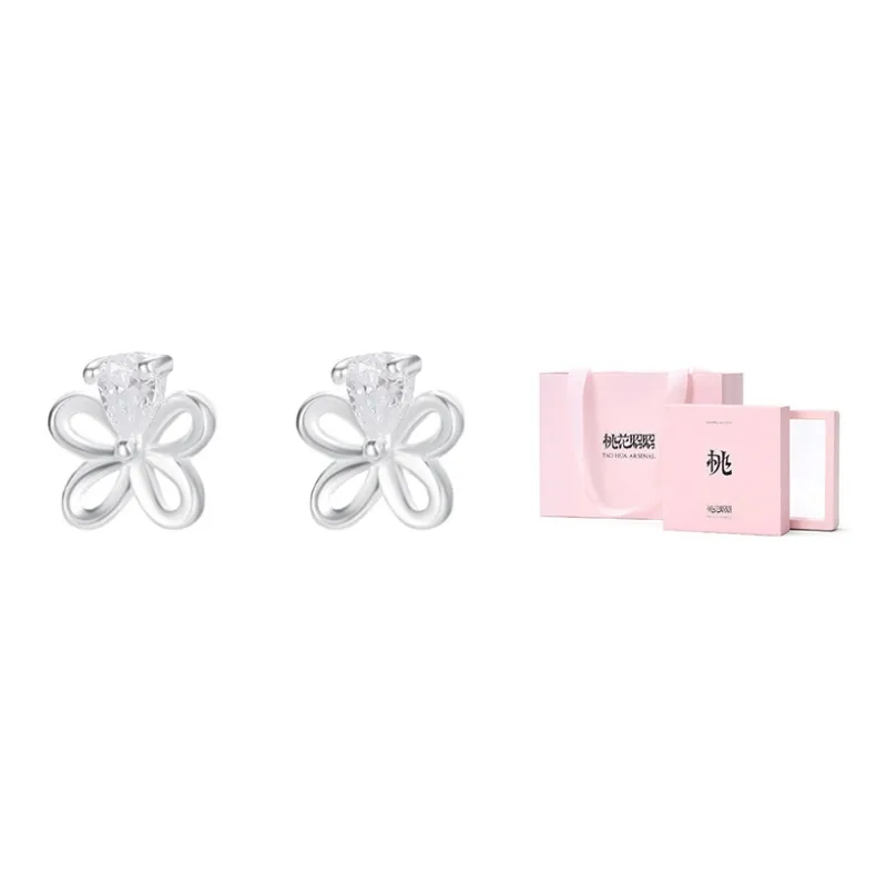 TAOHUAZHAOZHAO 999 Fine Silver Stud Earrings Women's-5