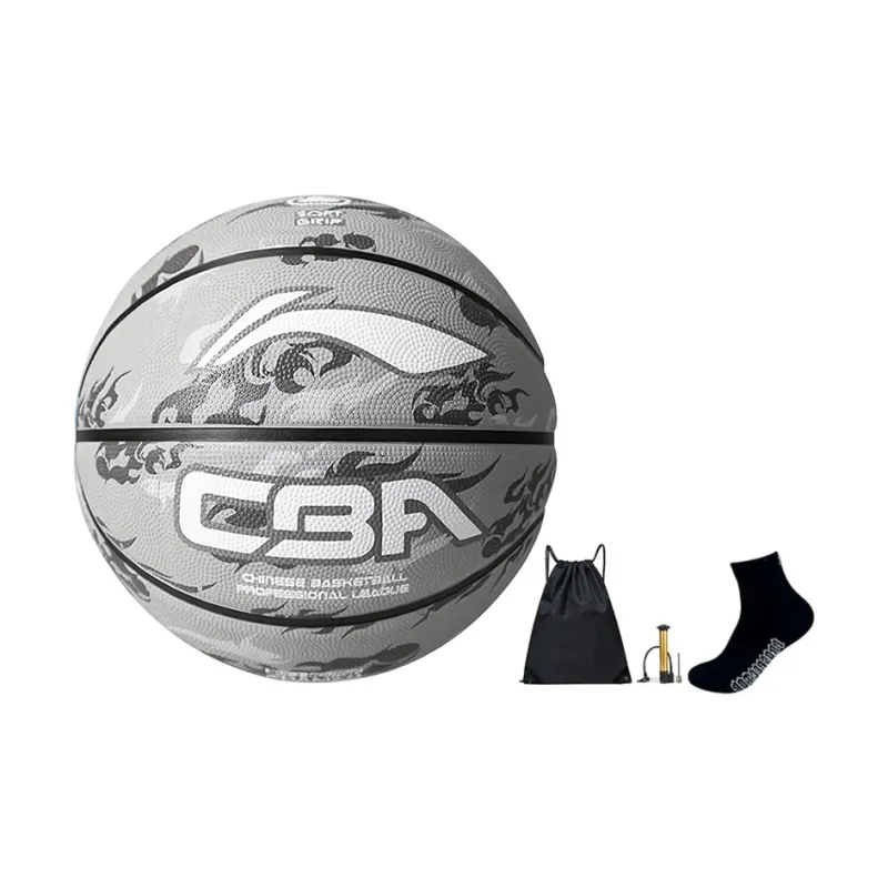 LiNing Rubber Basketball Gray Size 7 Ball Training Unisex-4