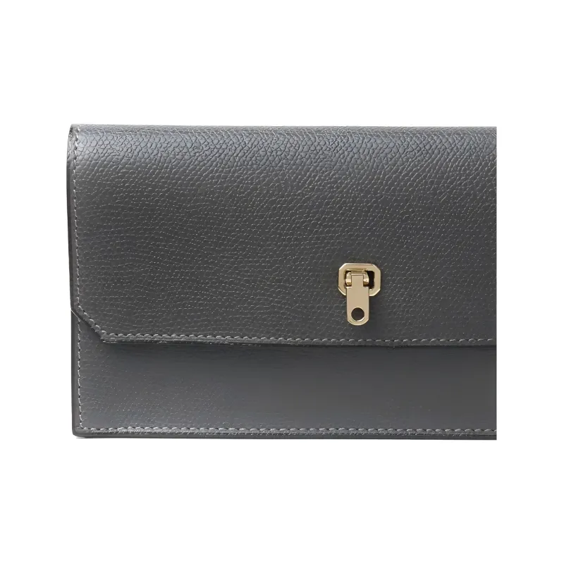 Valextra Pocket Cow Leather Wallet Women's Haze Gray Color-4