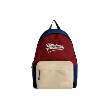 WICKBUEN Nylon Backpack Unisex Red Blue/Black/Apricot
