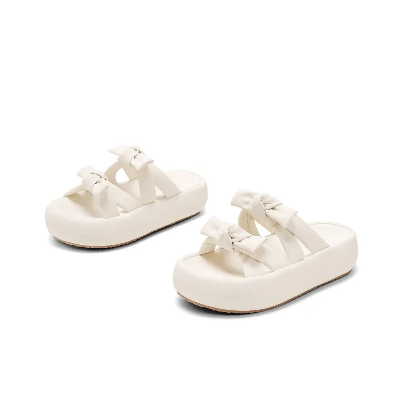 C°BANNER Rubber Sole Leather Patchwork Slide Slippers Women's-3