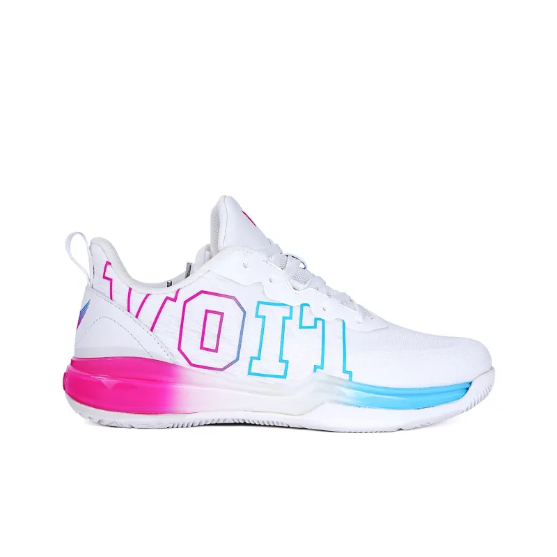 VOIT Cushioning Coverage Rebound Abrasion Resistant Breathable Slip Resistant Low Top Basketball Shoes Unisex White-1