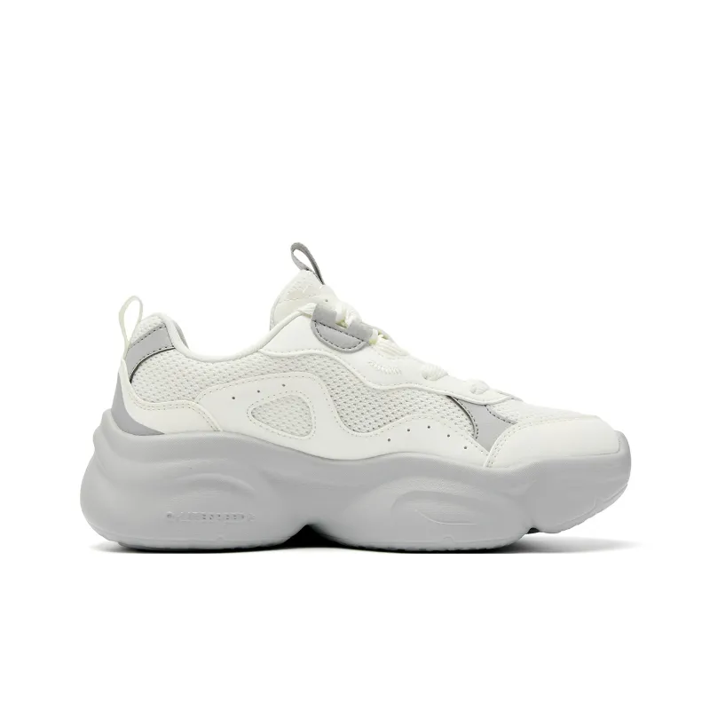 QIAODAN Abrasion Resistant Breathable Slip Resistant Low Top Casual Shoes Women's Ivory White Snow Gray-1