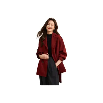 Mo Han Yi Mei Trench Coat Women's Burgundy