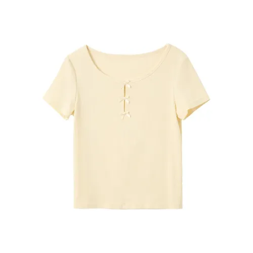 3COLOUR Crop Tops Women's Yellow Cream