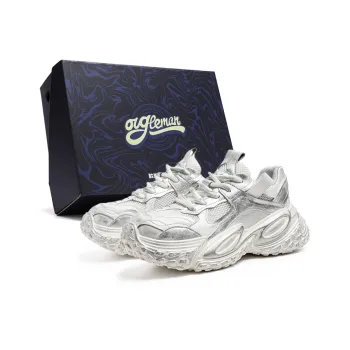 OUGLEMEN Slip Resistant, Abrasion Resistant, Breathable, Height Increasing Low Top Chunky Sneakers Men's