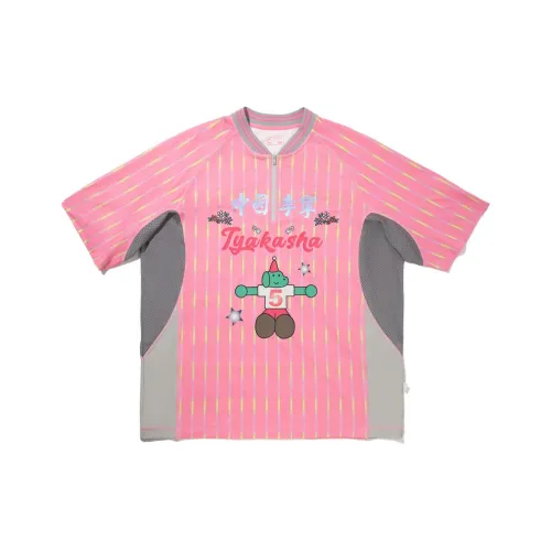 LiNing x TAKASHA,LIANMINGKUAN T Shirt Unisex Pink Purple Stripes All Over Print