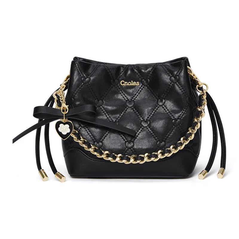 CNOLES Microfiber Leather Crossbody Bag, Handbag Regular Women's Cream Black Coffee/Rong Tiao Black-4