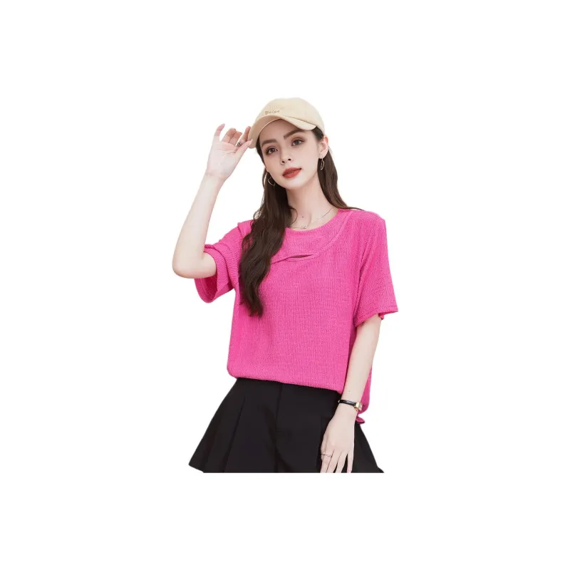 FAWENXIANGZI Set in Sleeve T Shirt Women's-0