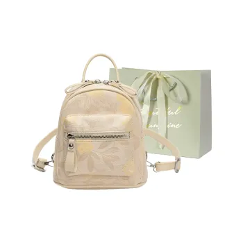 JIANGLIDA PU Backpack Women's Ecru/Pink