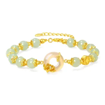YINCHIE Hetian Jade Bracelets Pale Greenish White Jade Women's