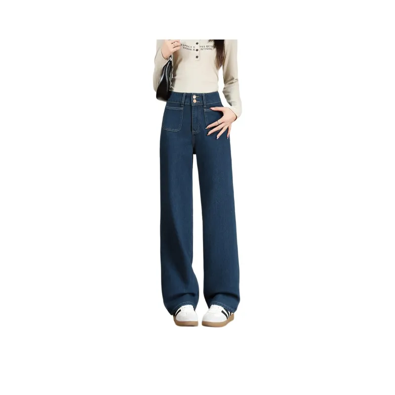 FAWENXIANGZI Jeans Women's Dark Blue-0