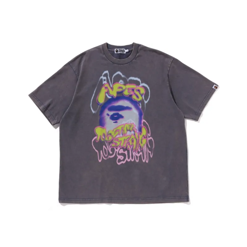 Bape Heavy Washed Logo Relaxed Fit Tee-2