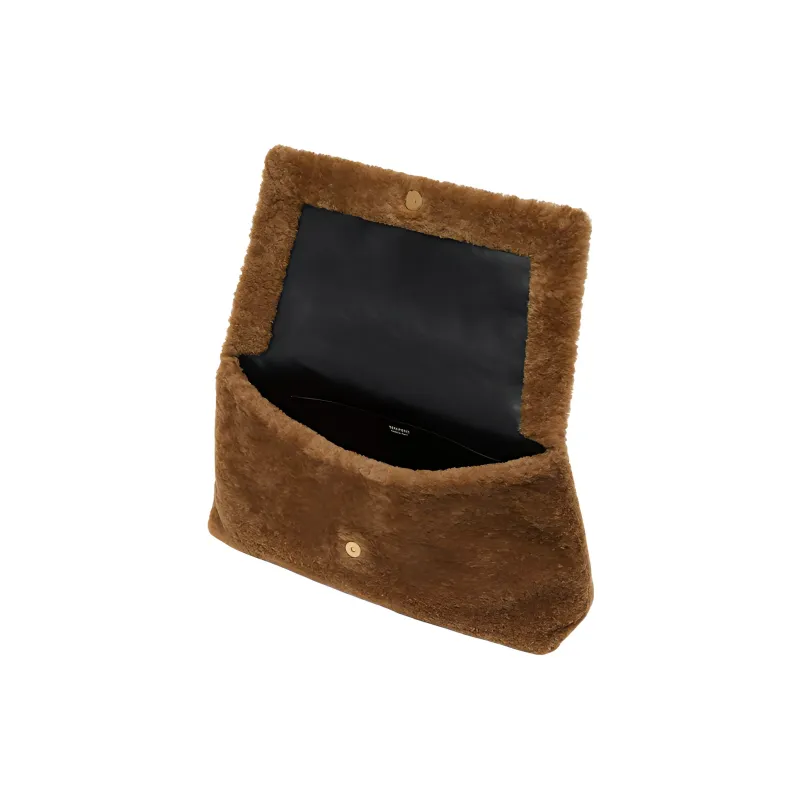 TOM FORD Sheared Wool Shoulder Bag One Shoulder Clutch Medium Size Women's Brown-3