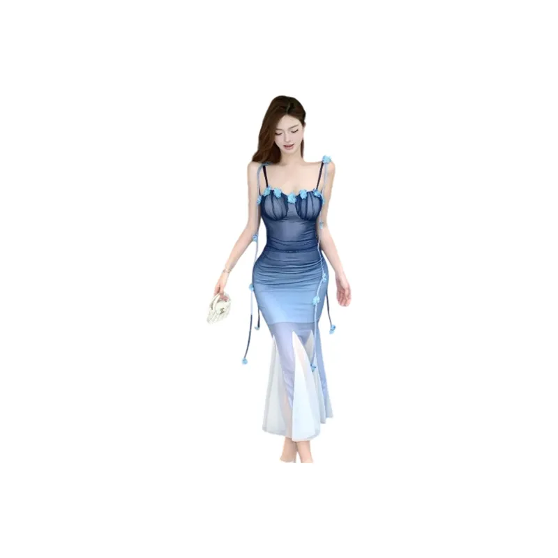 FLIM Slip Dresses Women's Blue-0
