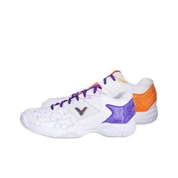LONGZHU Z x VICTOR Anti Slip Wear Resistant Low Top Badminton Shoes Unisex Bright White