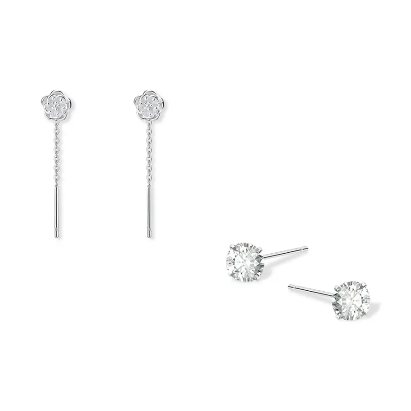 KUMET Sterling Silver Drop Earrings Women's-0