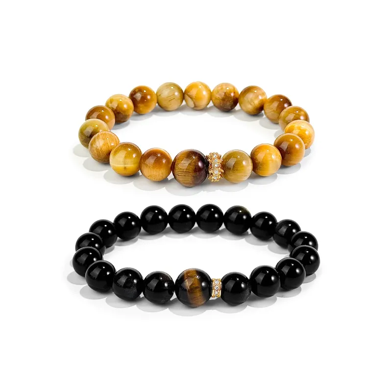 PUTUOSHANWENCHUANG Tiger's Eye Stone Jade Bracelets Unisex-4