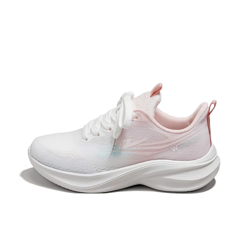 Warrior Cushioning And Breathable Low Top Casual Running Shoes Women's White Pink-0