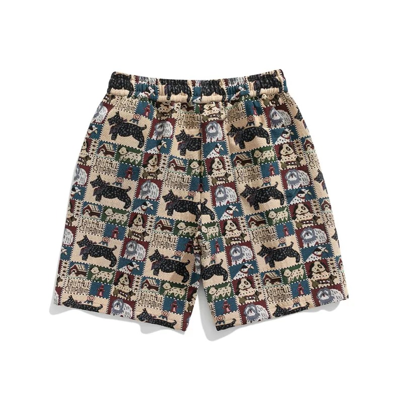HUMNAT Casual Shorts Unisex Embroidery Dog-1