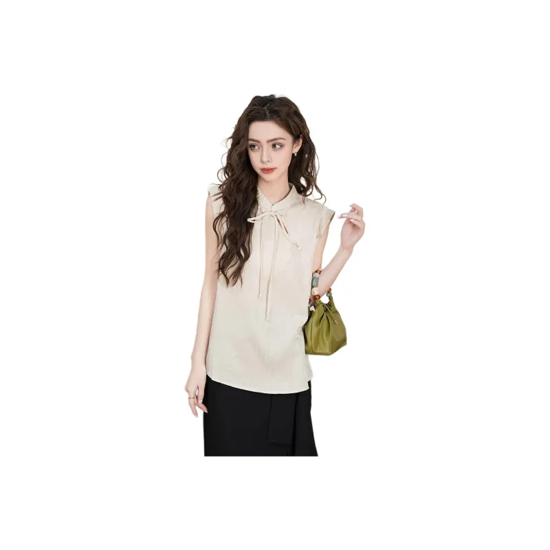 FAWENXIANGZI Tank Tops Women's Apricot-0