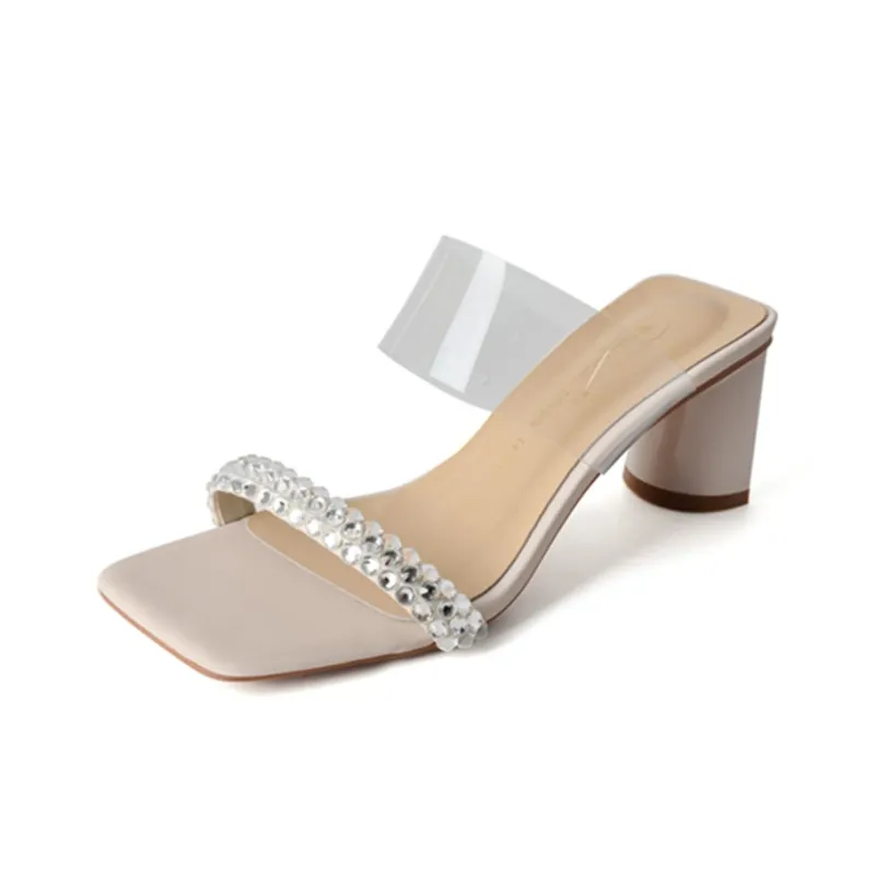 TATAYA Rubber Sole Rhinestone Slip Resistant Slide Slippers Women's-0