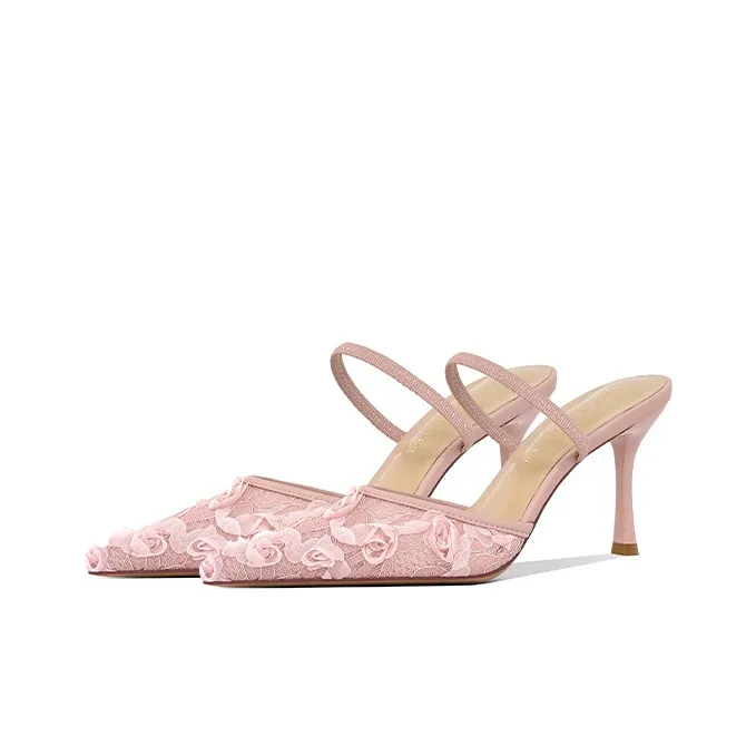 Lan Miao Rubber Sole Slip Resistant Closed Toe Slippers Women's Pink-1