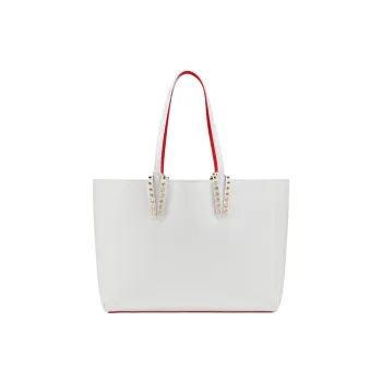 CL LUBOTING Calfskin Tote Bag, Shopping Bag, Shoulder Bag Small Size Women's White & Red