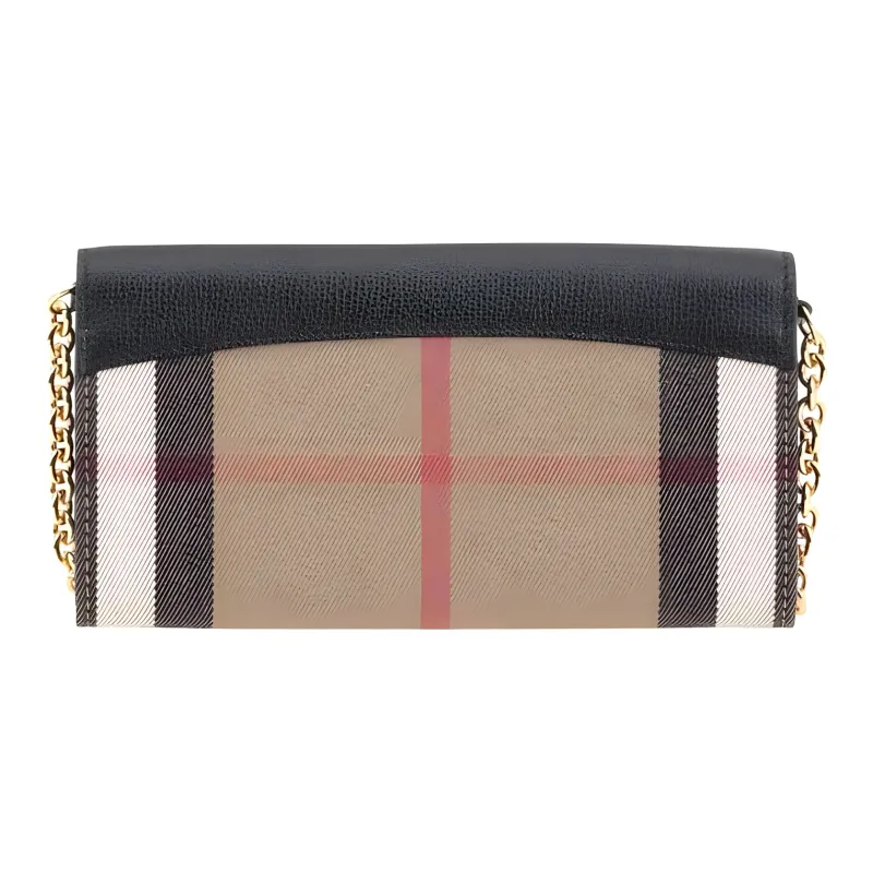 Burberry Leather Wallet Women's Black & Beige-1
