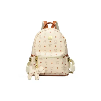 AIBAG PU Backpack Women's Ecru/Black/Yellow/Pink