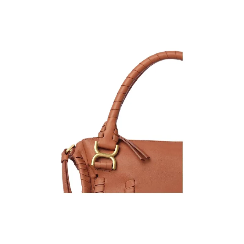Chloe Marcie Washable Calfskin Shoulder Bag Crossbody Bag Handbag Medium Size Women's Orange-4