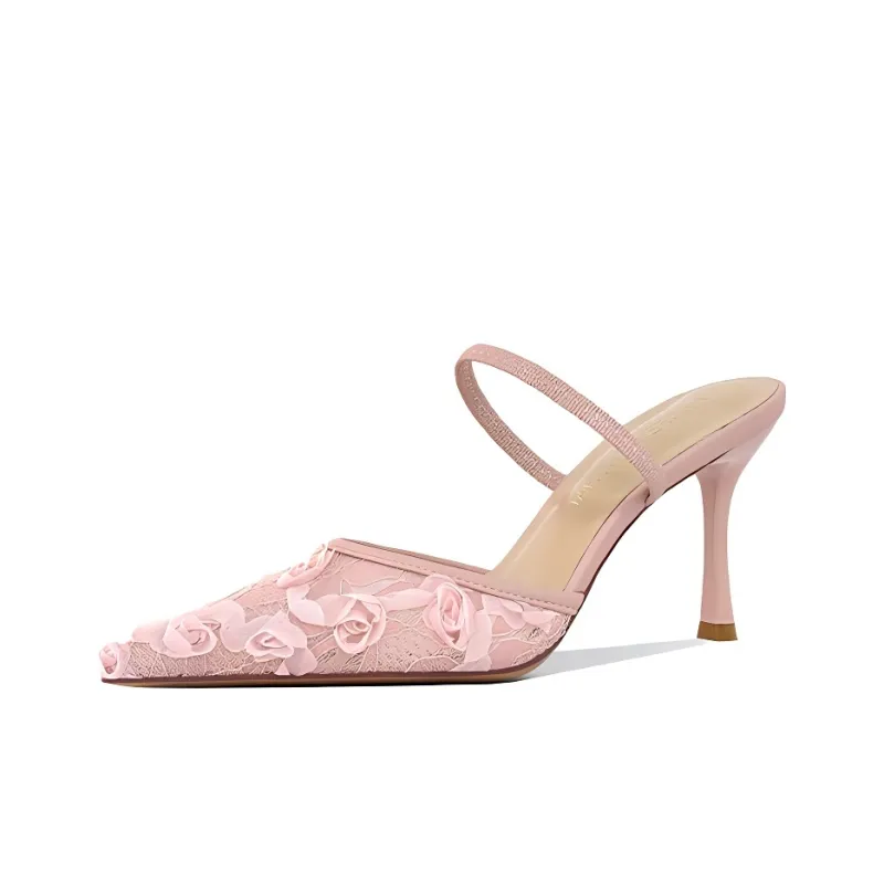Lan Miao Rubber Sole Slip Resistant Closed Toe Slippers Women's Pink-0