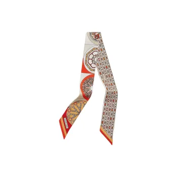 HERMES Mulberry Silk Scarves Women's Orange/White/Vermilion